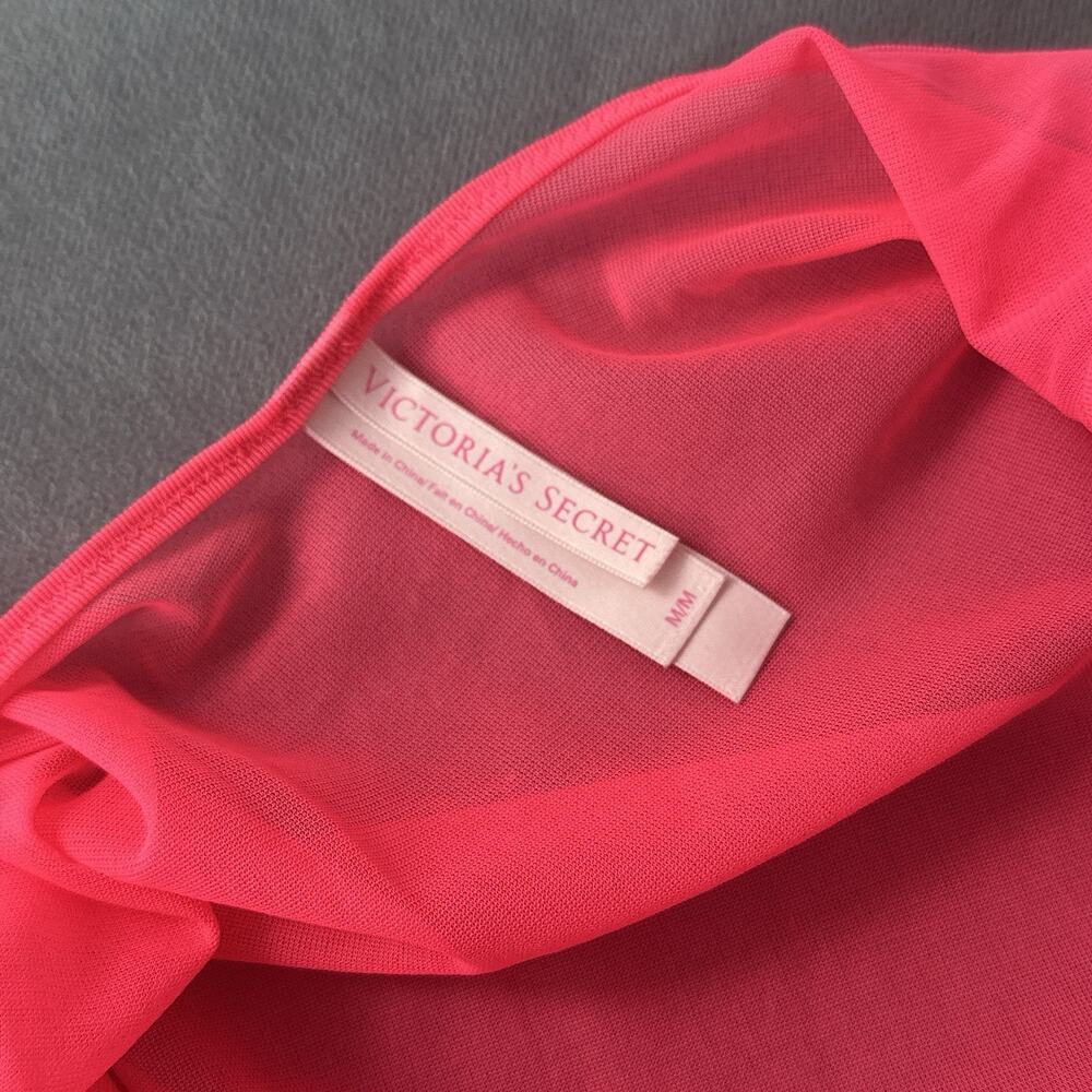 Victoria’s Secret Babydoll Medium Pink Sheer Chiffon Lace Ruffle Y2K Lingerie - Picture 6 of 8